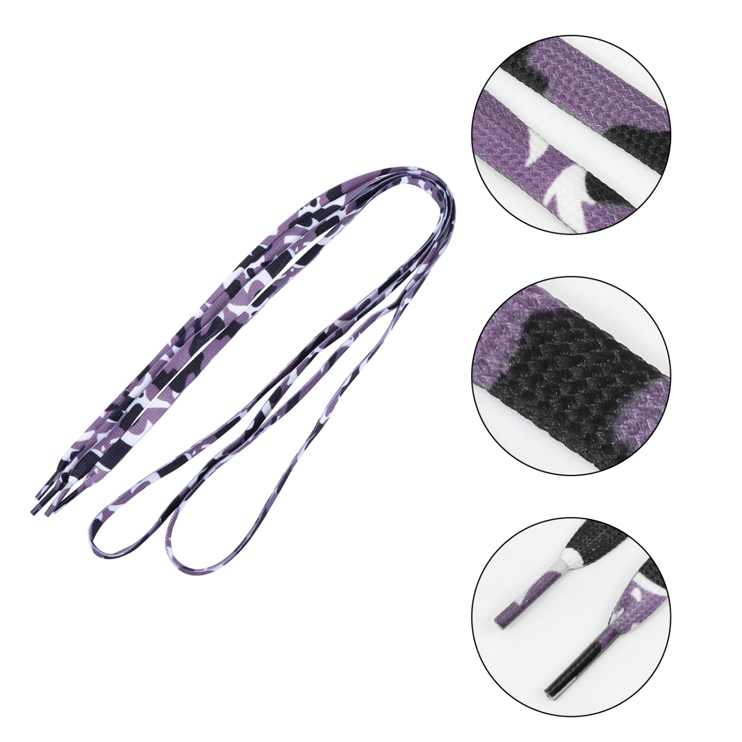 10Pcs Universal Elastic Sneakers Laces Grey Camouflage Pattern Flat Shoelaces