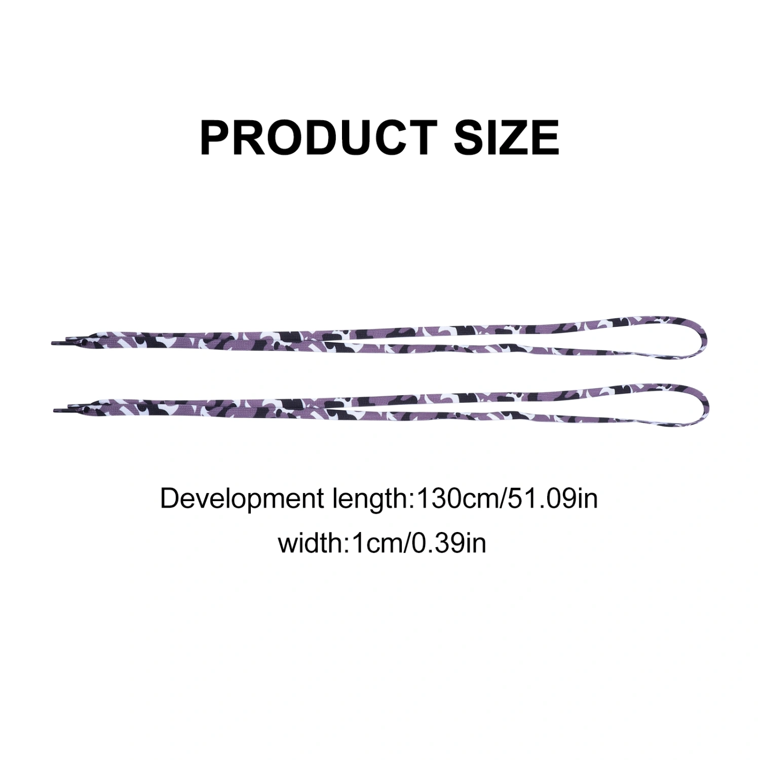 10Pcs Universal Elastic Sneakers Laces Grey Camouflage Pattern Flat Shoelaces