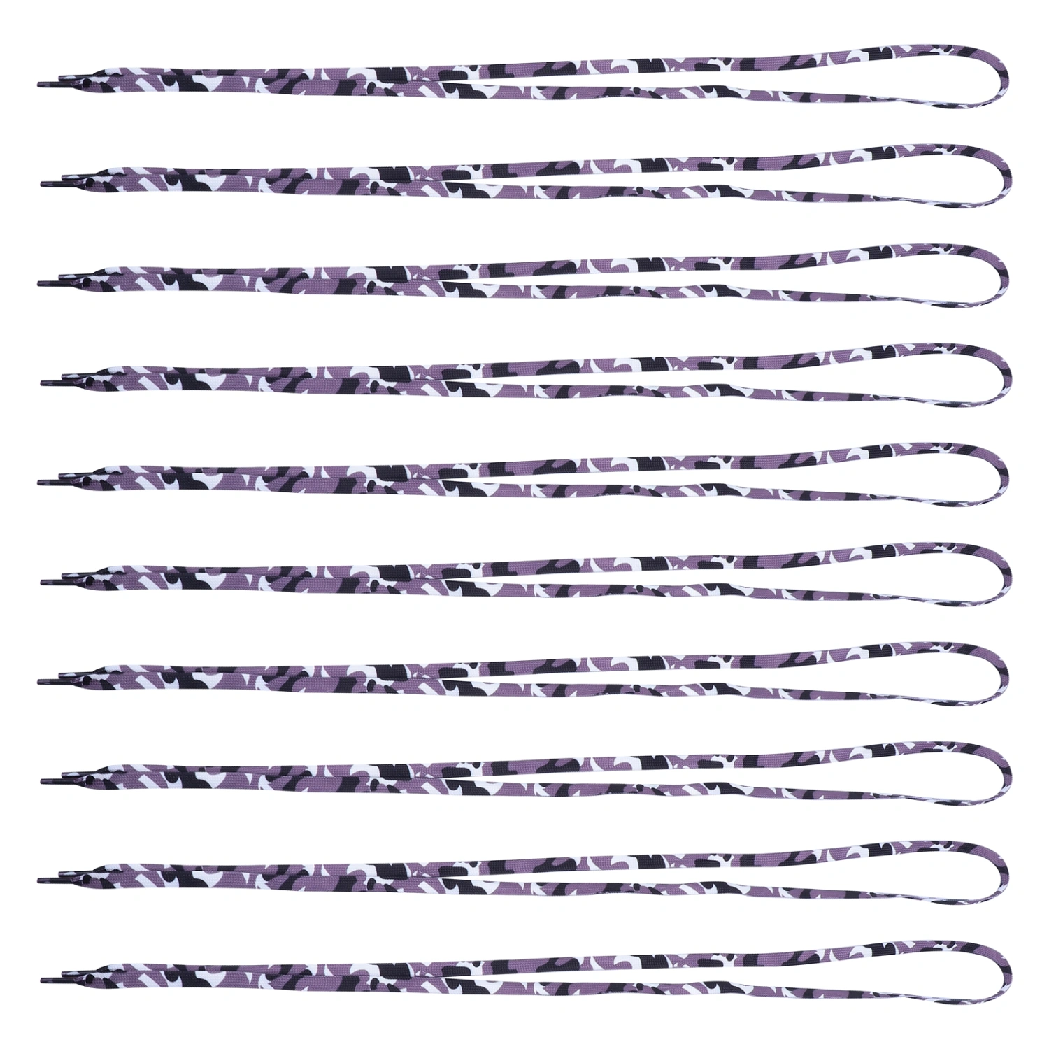10Pcs Universal Elastic Sneakers Laces Grey Camouflage Pattern Flat Shoelaces