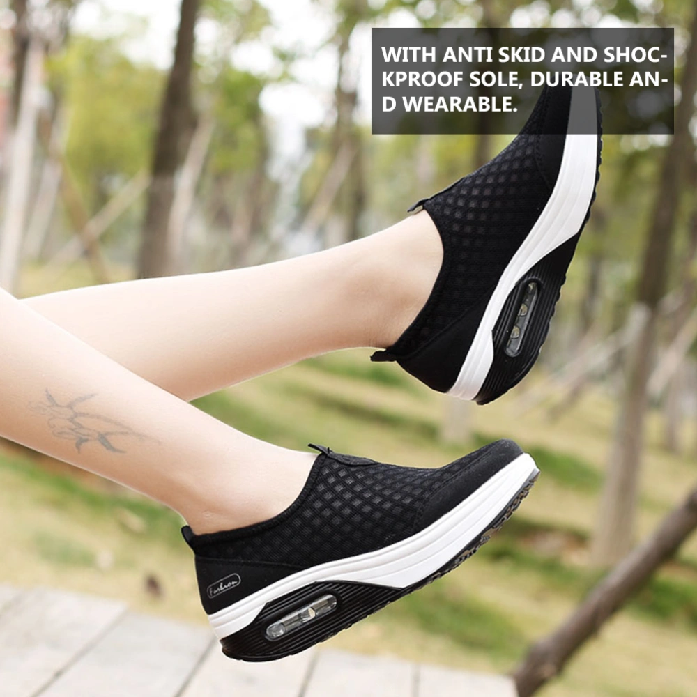 1Pair Women Sports Shoes Breathable Platform Shoes Four-seasons Wearing Shoes