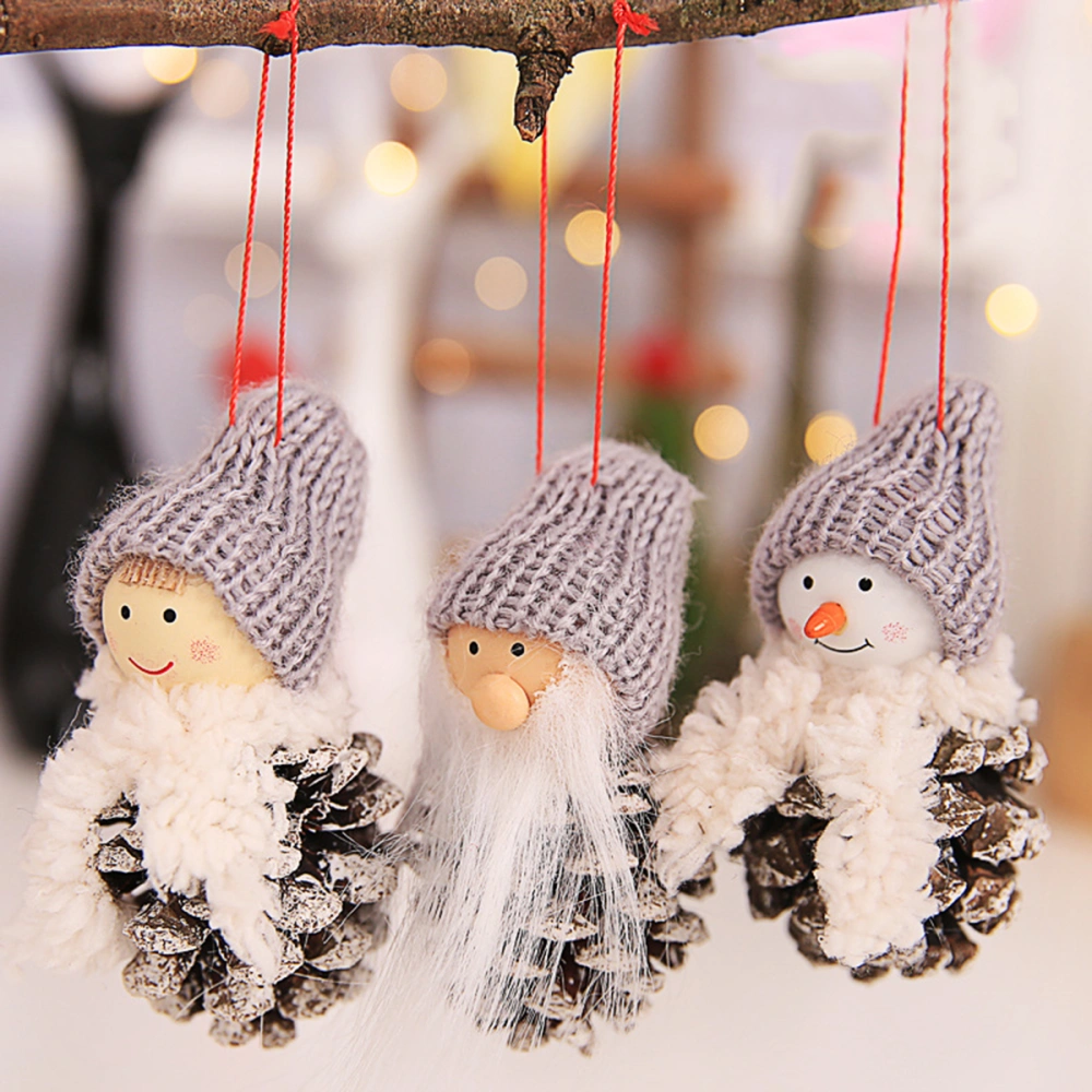 3pcs Christmas Decor Festive Doll Pendant Adorable Pendant Party Hanging Ornament for Home Shop (A)