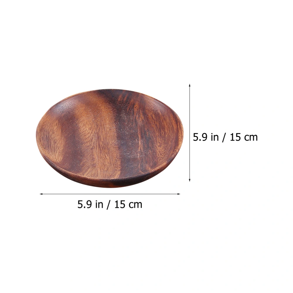 2Pcs Food Plates Household Salad Plates Multipurpose Table Wares (Dark Wood Color)