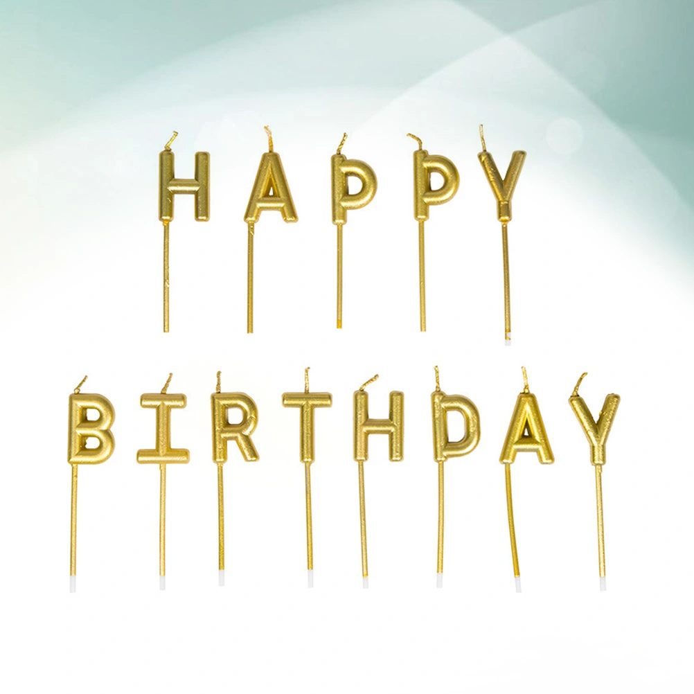 1 Set of Letter Cake Candles Cake Topper Decors Cake Candles Supplies for Kids Birthday Party Size M Golden