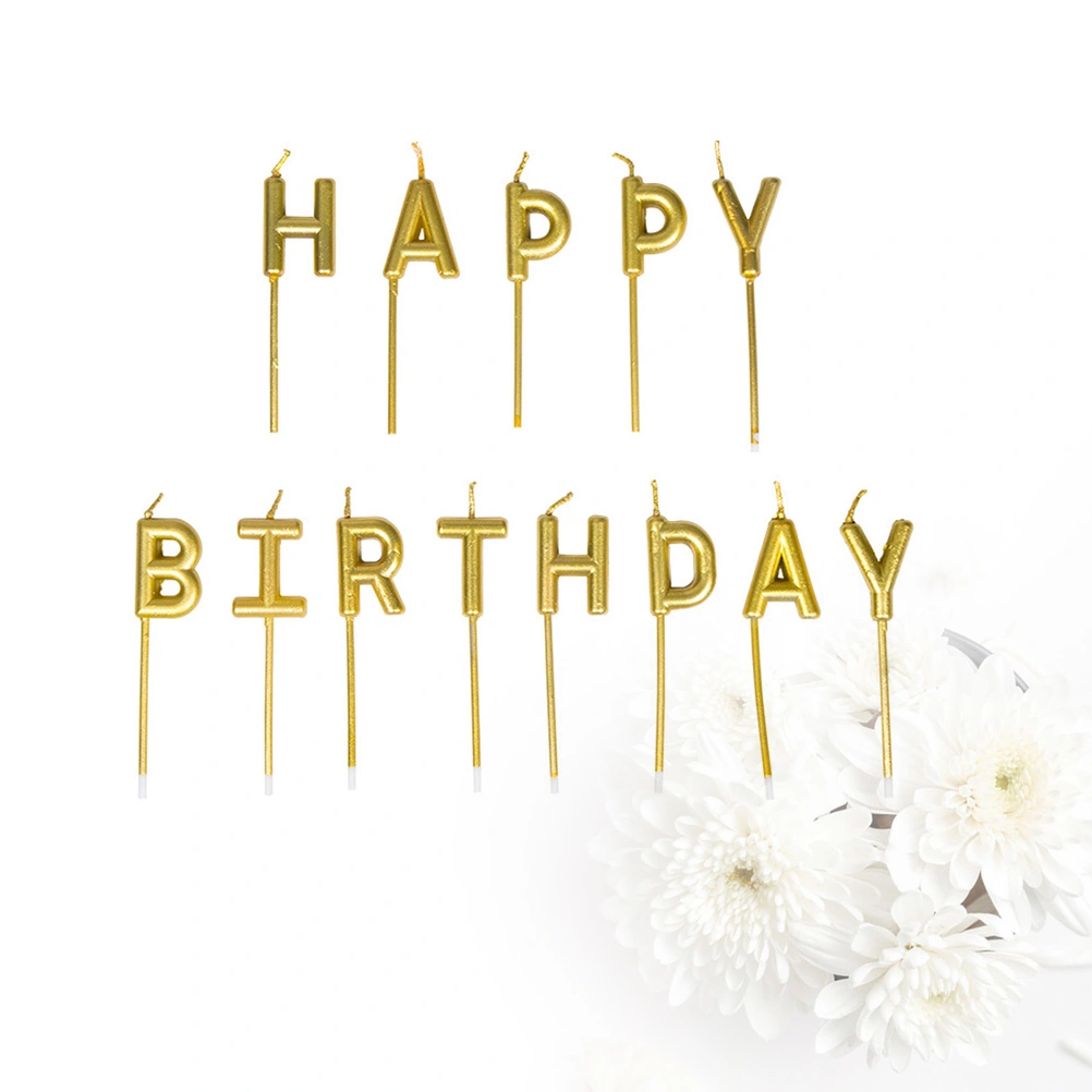 1 Set of Letter Cake Candles Cake Topper Decors Cake Candles Supplies for Kids Birthday Party Size M Golden
