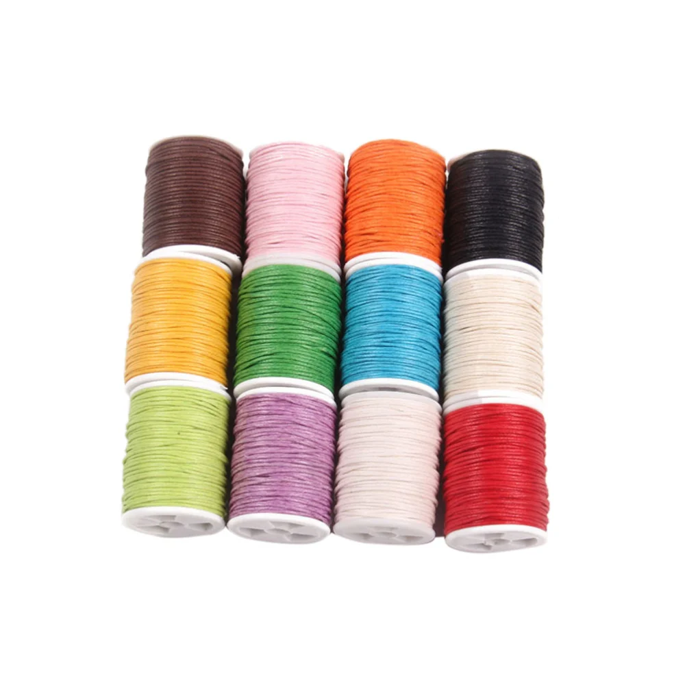 12pcs 10m Waxed Cotton Cord DIY Articles Woven Rope Colorful Knitting Rope for Art Decoration