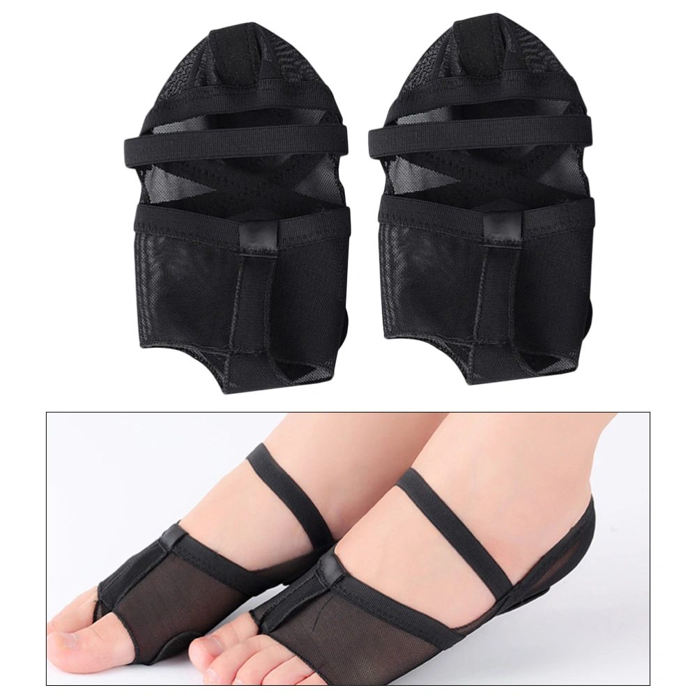 1 Pair Belly Ballet Dance Toe Pad Practice Shoes Foot Thong Protect Dance Socks All-in-one Foot Pad Foot Care Accessories for Women Size XL (Black)