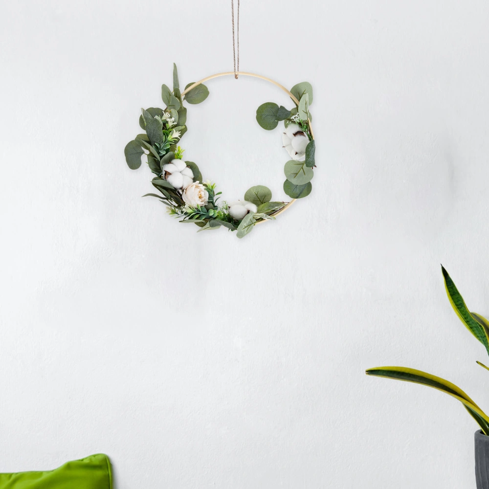 3Pcs Front Door Leaf Cotton Wreath Leaf Wreath Hanging Eucalyptus Wreath Pendant