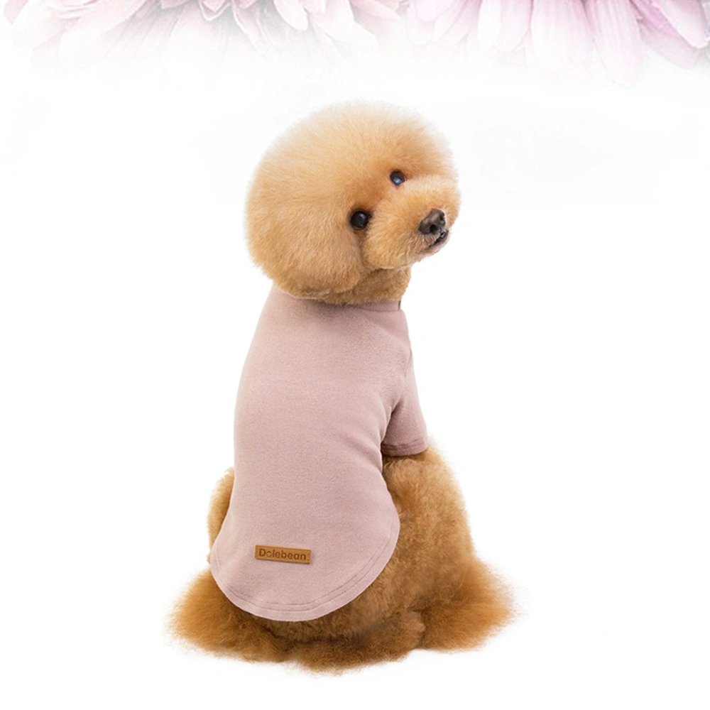 Pet Solid Color Shirt Pet Fashion Cotton Clothes Pet Leisure Costume Teddy Undershirt Pajamas (Bean Paste Pink, Size XL)