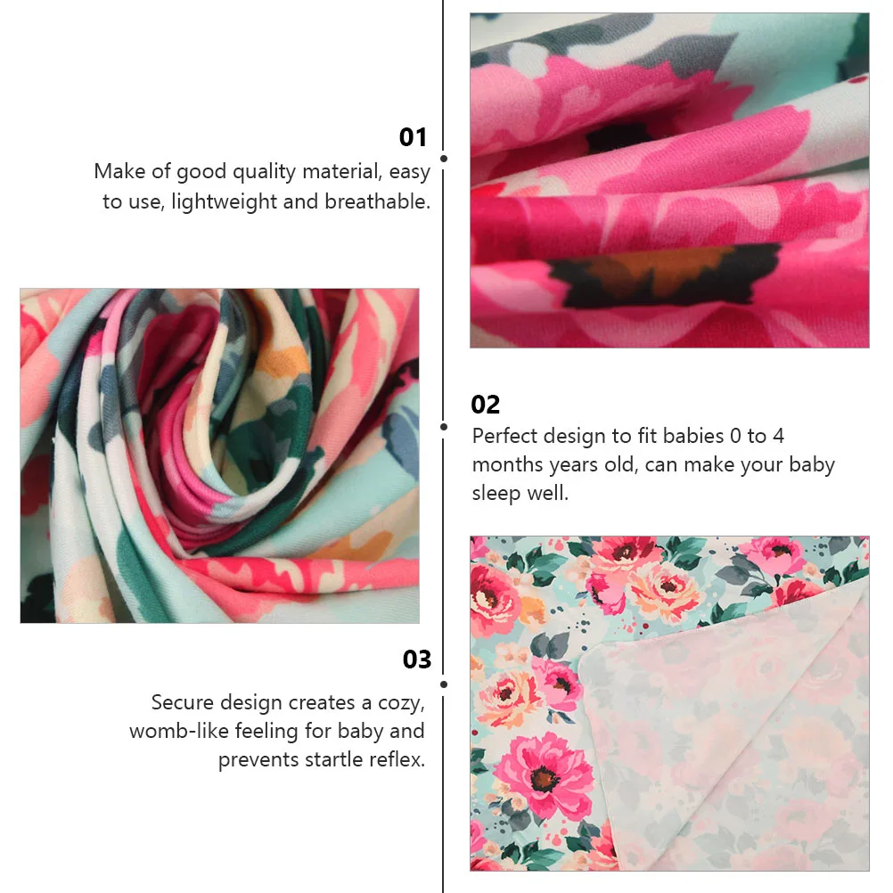 1 Set/2pcs Infant Floral Swaddle Wrap with Headband Set Photography Prop