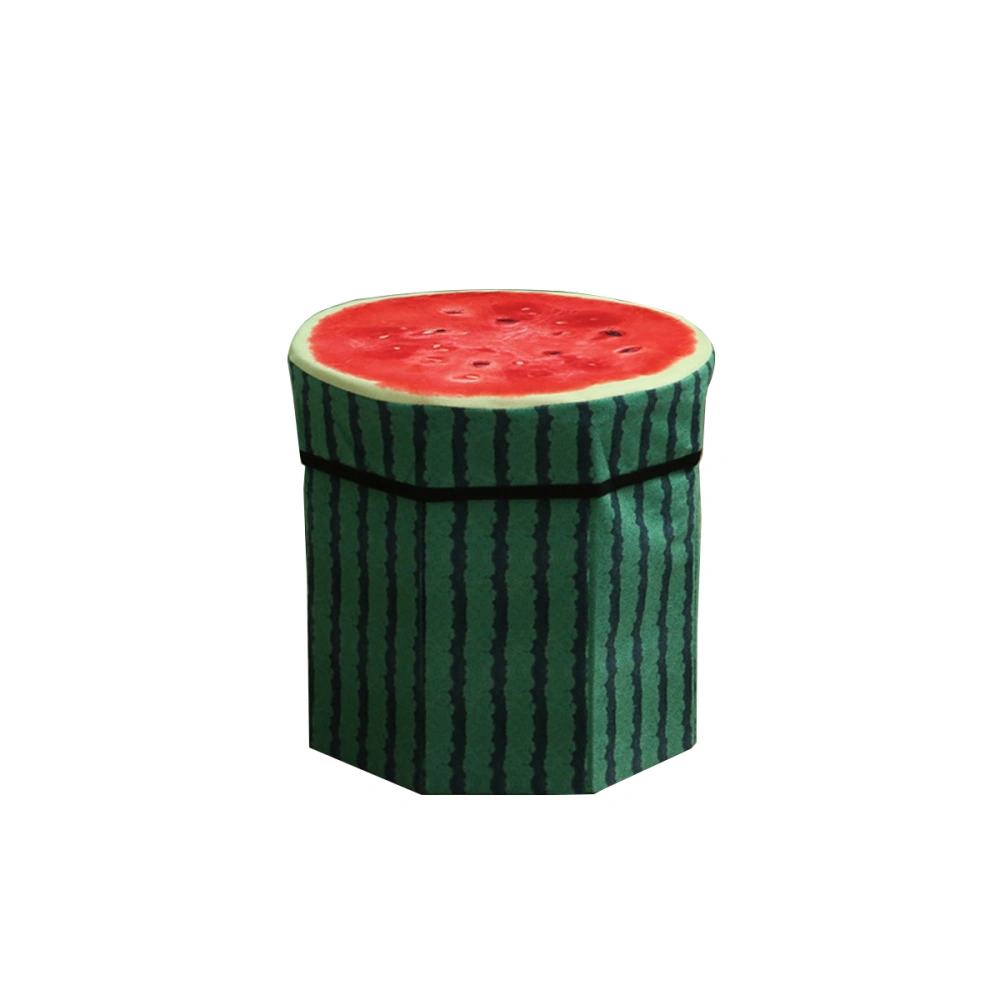 Creative Fruit Folding Storage Organizer Ottoman Stool Footstool Seat Storage Box Size Small (Watermelon)