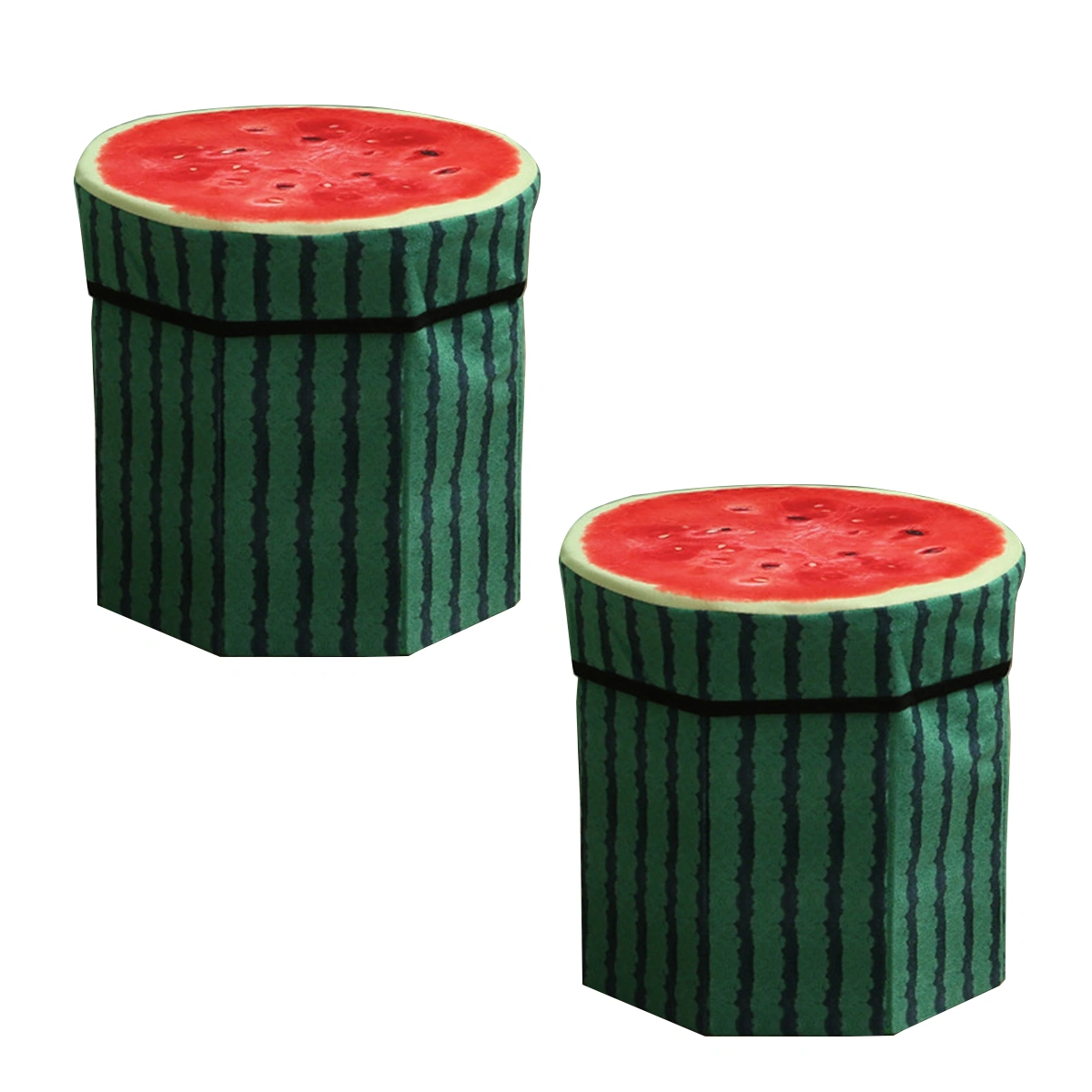 Creative Fruit Folding Storage Organizer Ottoman Stool Footstool Seat Storage Box Size Small (Watermelon)
