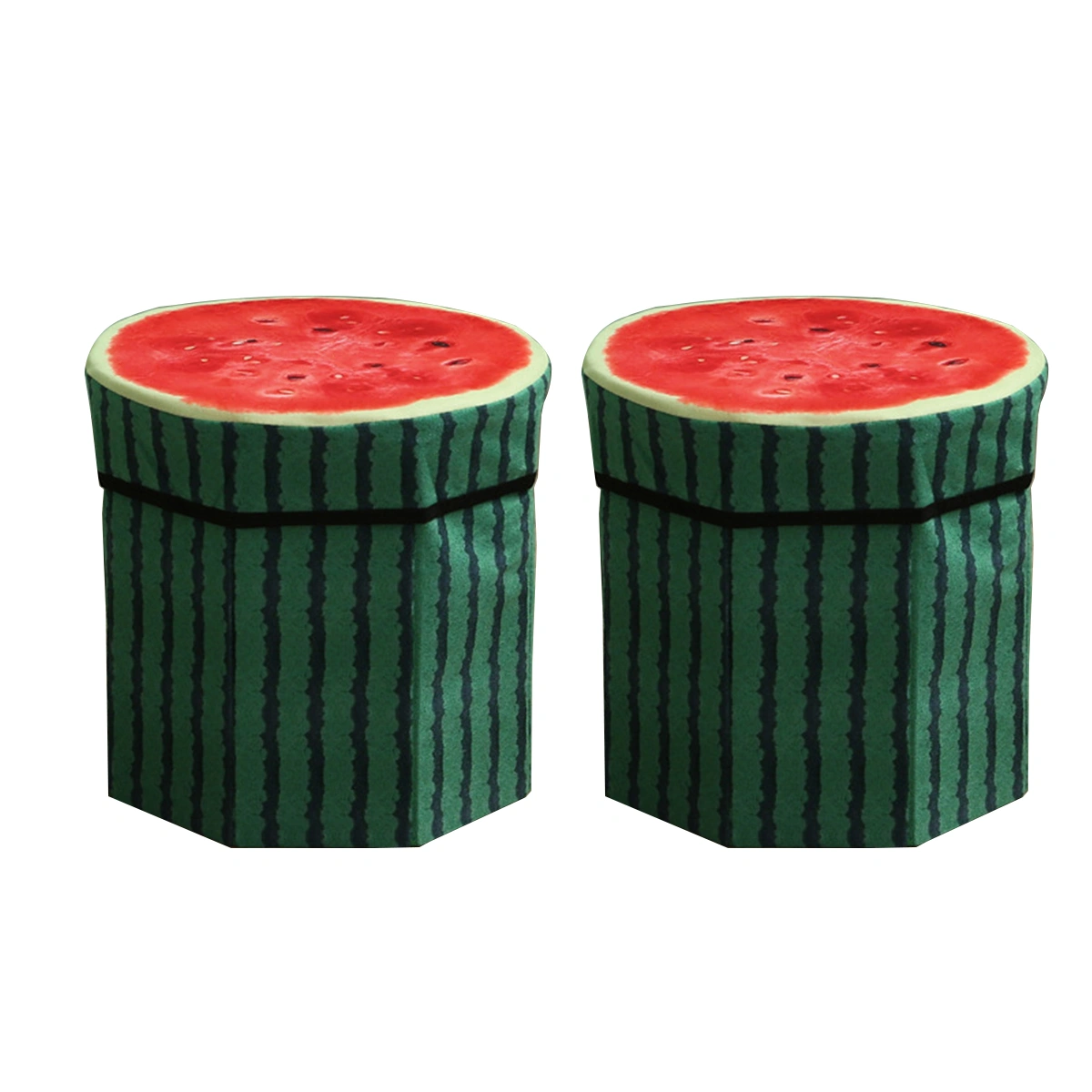 Creative Fruit Folding Storage Organizer Ottoman Stool Footstool Seat Storage Box Size Small (Watermelon)