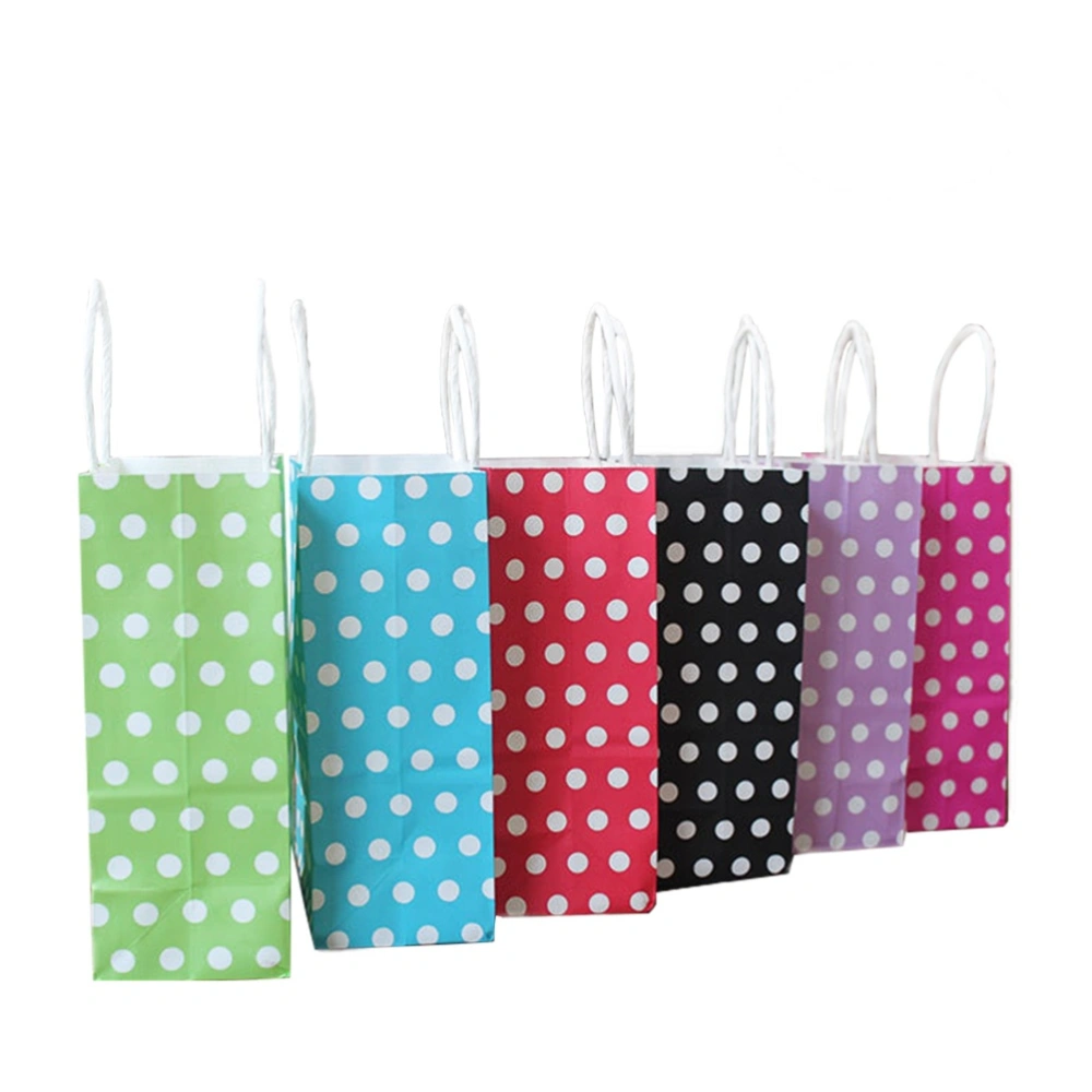 6pcs 21*27*11cm Colorful Portable Paper Gift Bag Lovely Polka Dot Garment Packing Bag Candy Bags Storage Bag for Wedding Birthday Shopping Party