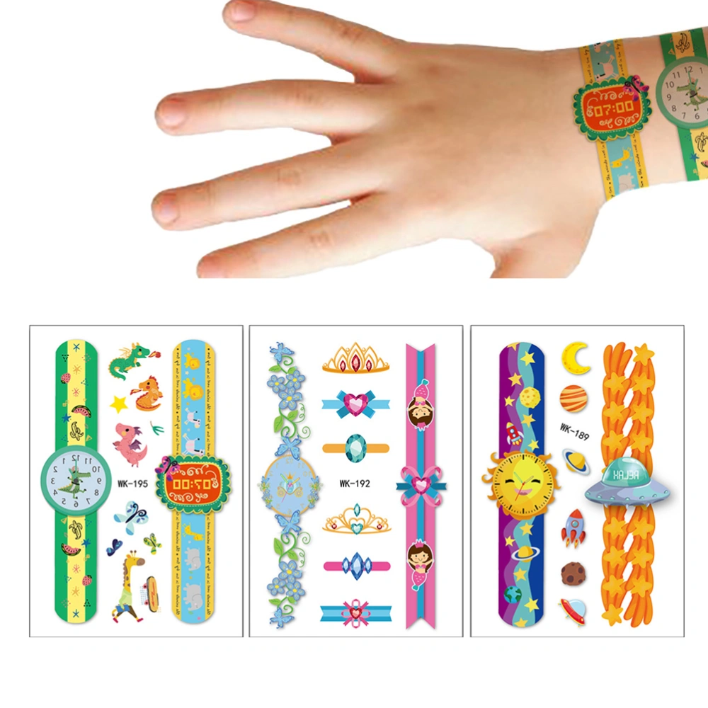 15 Sheets Cartoon Watch Sticker Funny Painted Wrist Watch Decor Hand Temporary Sticker Creative Kids Sticker