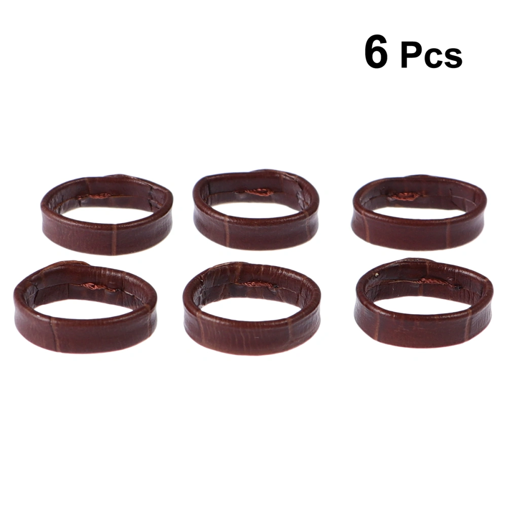 6Pcs 18MM Genuine Leather Strap Rings Durable Watch Band Rings Wristwatch Strap Movable Rings Positioning Buckles Watchband Accessories (Brown)