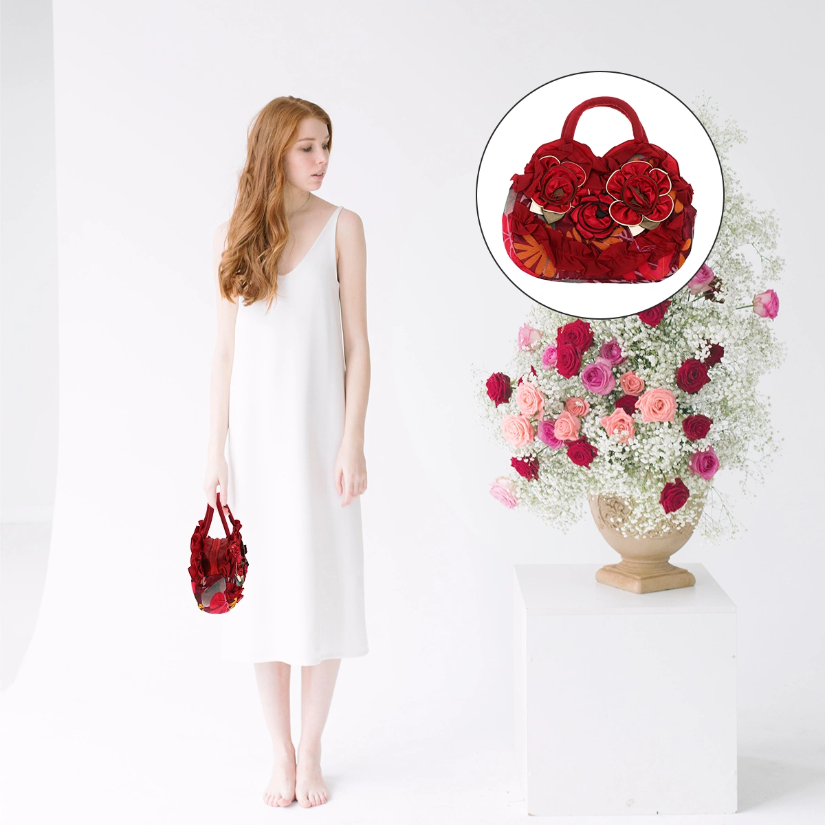 Flower Design Women Handbag Fashion Zipper Totes Bag Women Shopping Casual Bag