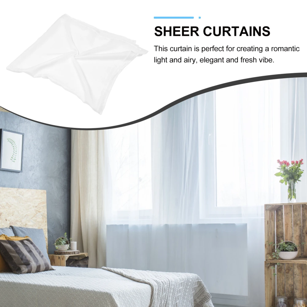 2pcs Decorative Indoor Curtain Sheer White Curtain Translucent Curtain Decor