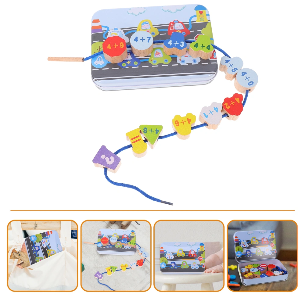 1 Set Stringing Beads Toy Wearing Rope Toy Cartoon Wooden Beading Toy for Kids