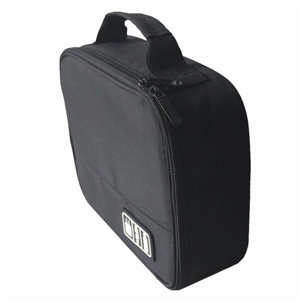 1PCS Multifunctional Electronics Organizer Portable Bag Travel Digital Carrying Pouch for USB Data Cable Charger(Black)