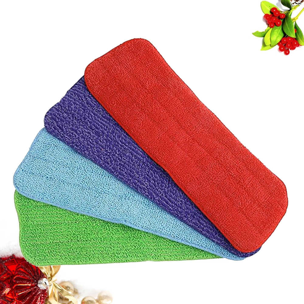 4pcs Free Hand Washing Mop Cloth Microfiber Cloth Cleaning Cloth Mop Replacement Cloth Mop Head Cover Mop Supplies for Home (Red, Blue, Green, Purple)