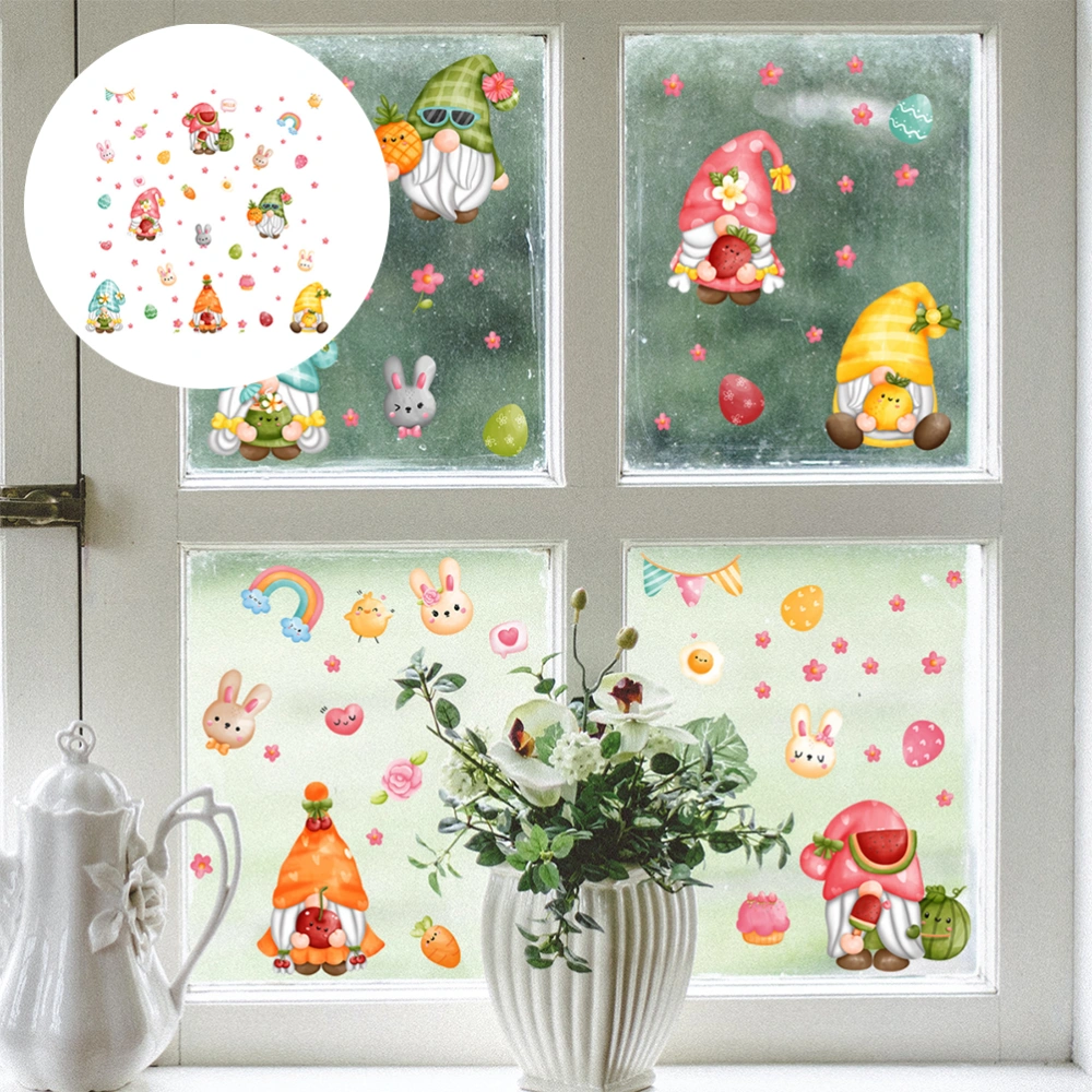 1 Set Easter Theme Window Stickers Glass Window Clings Party Decorative Sticker