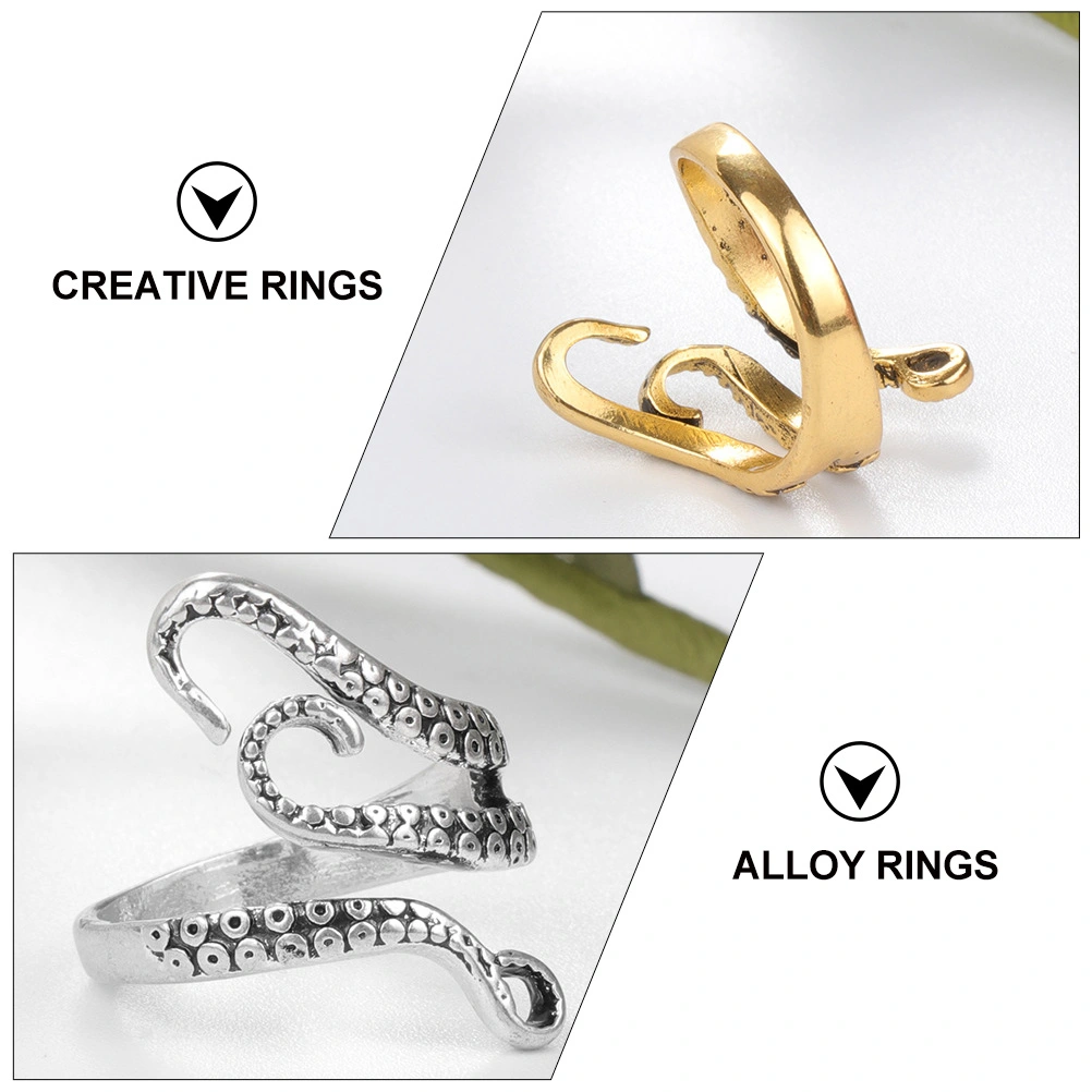4 Pcs Fashionable Alloy Rings Animal Shape Rings Finger Decoration for Men Women