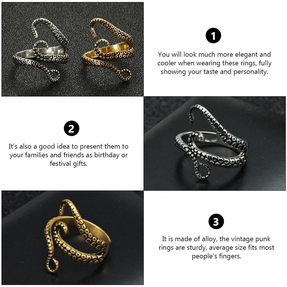 4 Pcs Fashionable Alloy Rings Animal Shape Rings Finger Decoration for Men Women