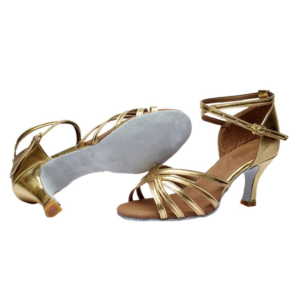 High Heel Sandals Simple Durable Soft-Soled Latin Shoes Summer High Heel Sandals for Woman (Golden 7cm, 37 Yards, EU37.5,US6.5,UK4,23.5CM，6.5US,4UK，37.5EU,9.2355Inch)