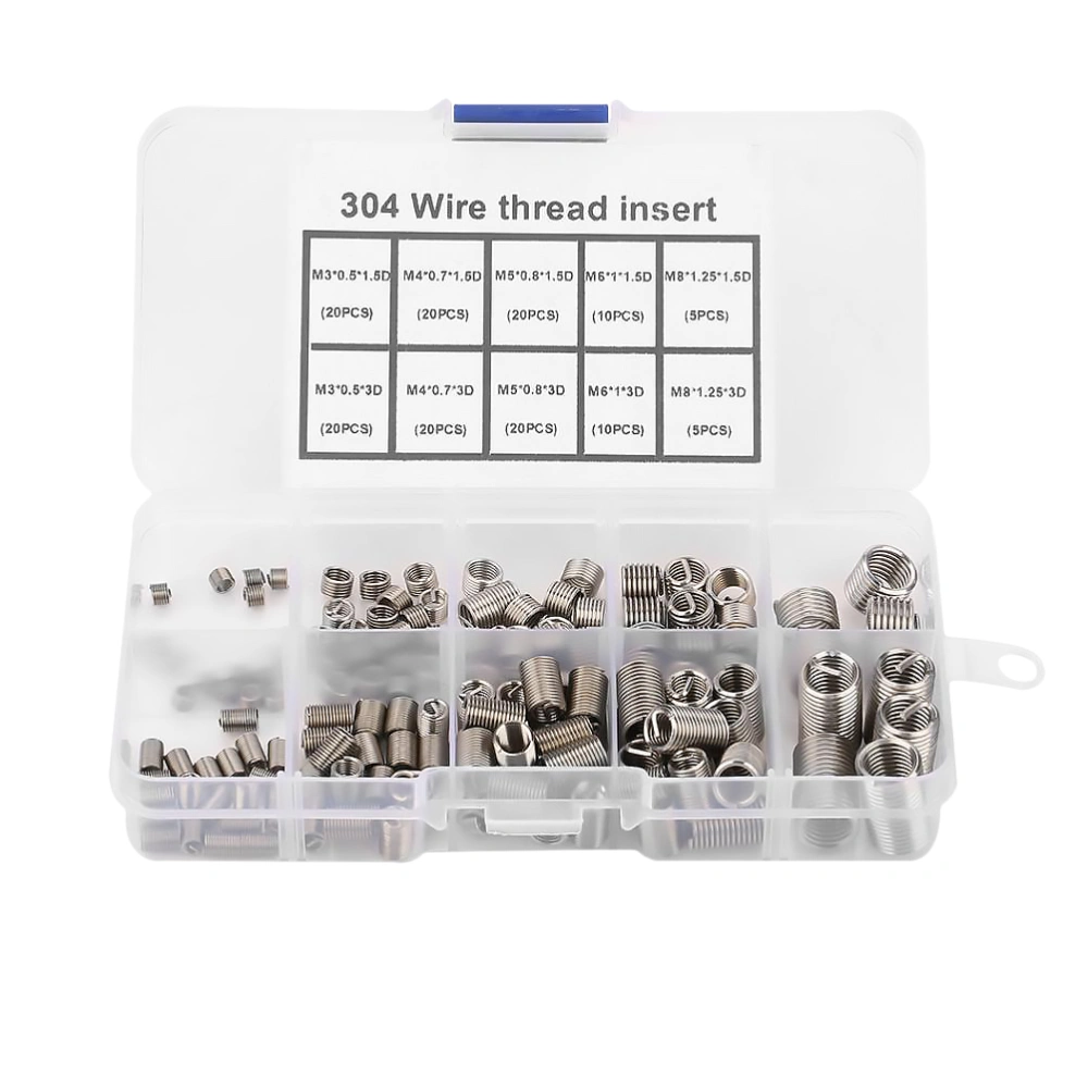 150Pcs M3-M8 Thread Inserts Stainless Steel Wire Repair Kit Tool for Automotive Repairs Silver