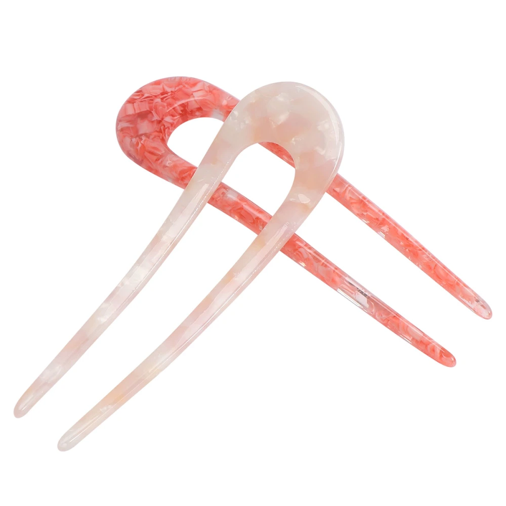 2pcs Creative U-shaped Hair Useful Hair Decor Practical Hair Stick Hair Accessories for Wedding Party Daily (Pink, Red)