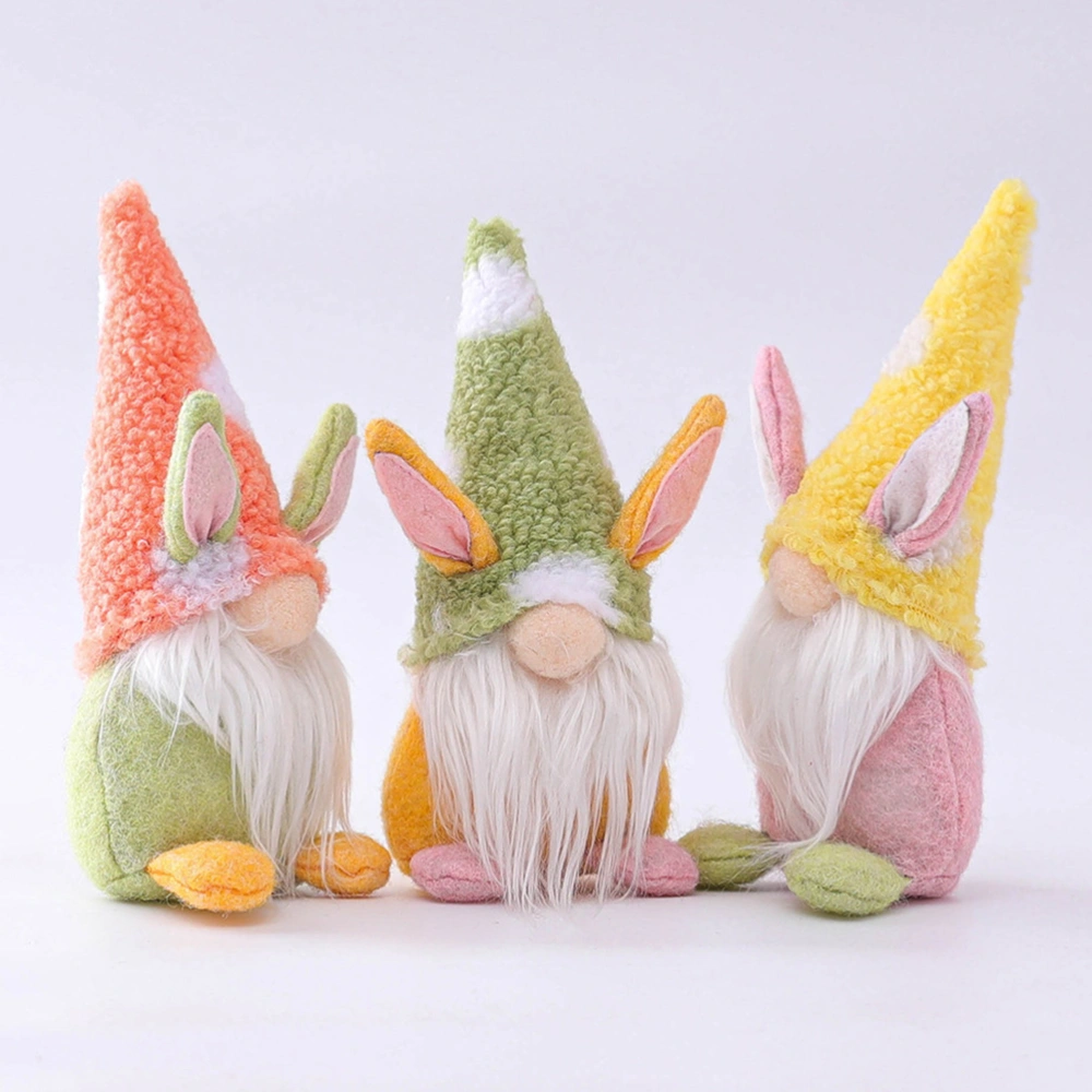 3pcs Lovely Easter Rabbit Doll Creative Gnome Doll Ornaments Party Supplies