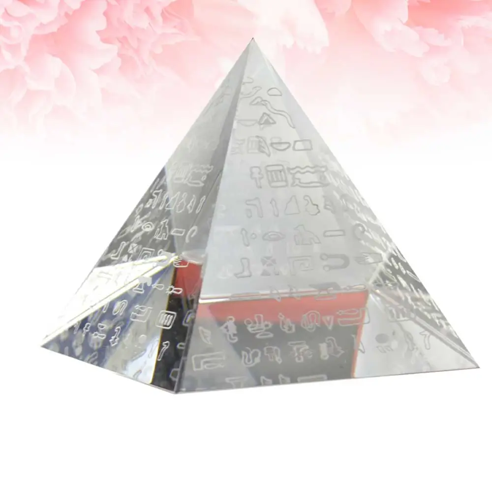 1PC Simulated Pyramid Crafts Artificial Crystal Pyramid Decor Delicate Pyramid Desktop Adormnment Mini Pyramid Decor for Home Office Size80mm