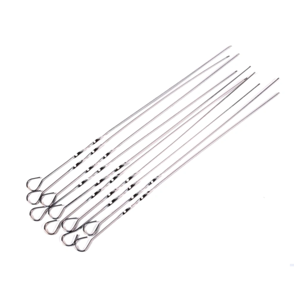 10PCS 38CM Size Stainless Steel Baking Pin Barbecue Flat Shape Barbecue Use Needle(Silver)