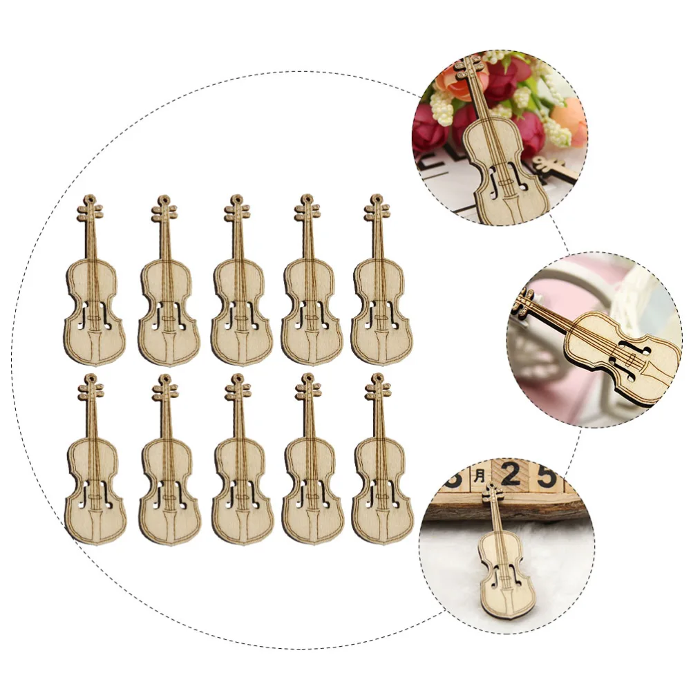 12Pcs Mini Violin Ornaments Wooden Violin Decors Photo Background Props Mini Toy