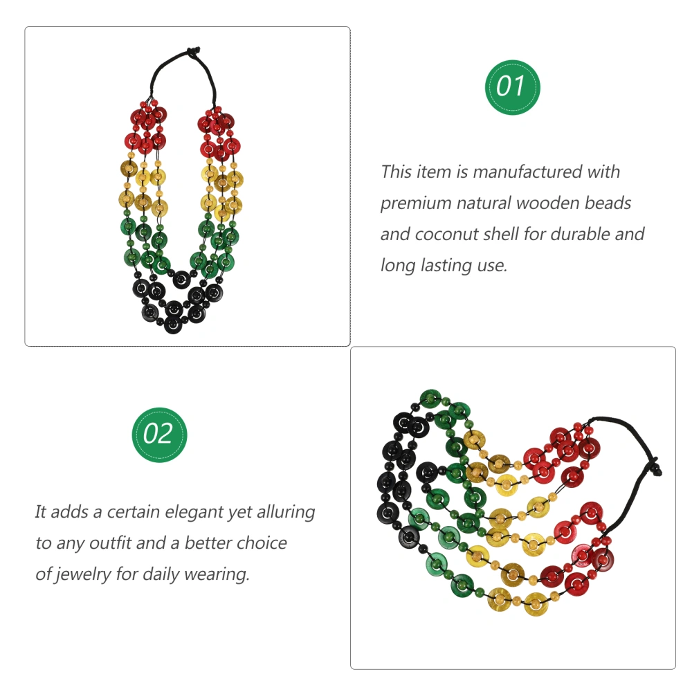 Women Retro Bohemia Style Necklace Coconut Shell Hand-knitted Wooden Beads Beach Fashion Jewelry Pendant Charm for Ladies and Girls (Pattern 8)