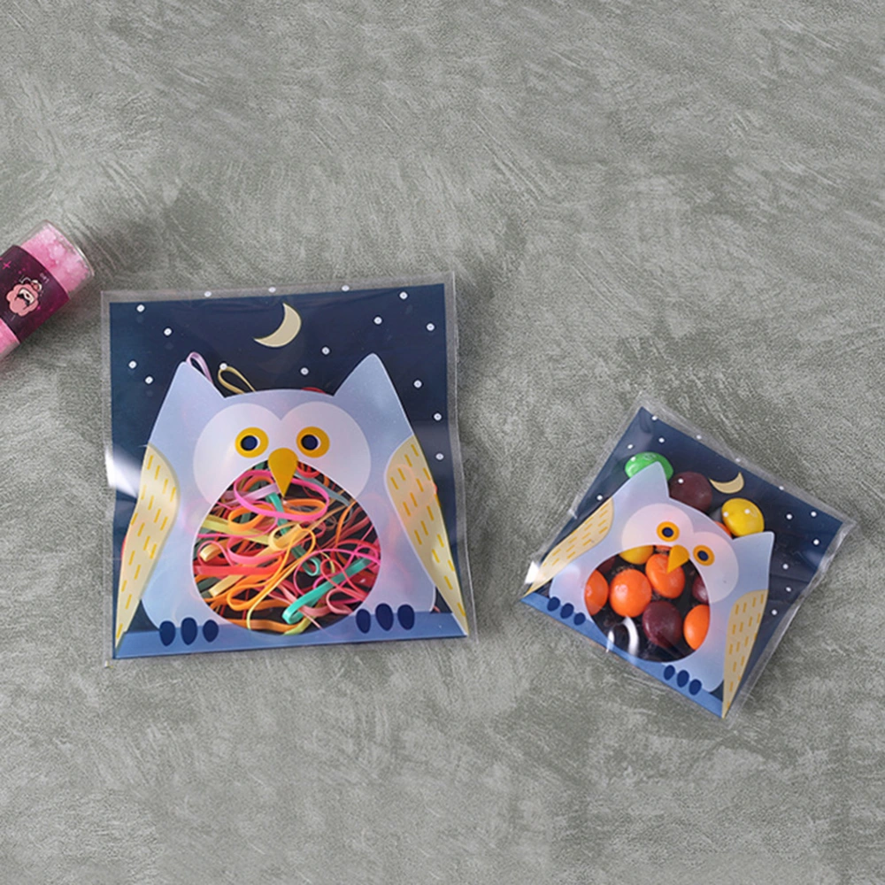 200pcs Owl Printing Candy Bags Candy Biscuits Packaging Bags Self Adhesive Cookies Gift Pouch