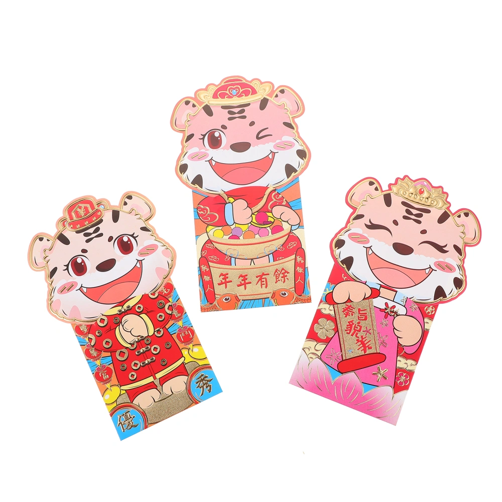 3 Bags Tiger Year Red Envelopes Creative Money Pockets Spring Festival Red Packets