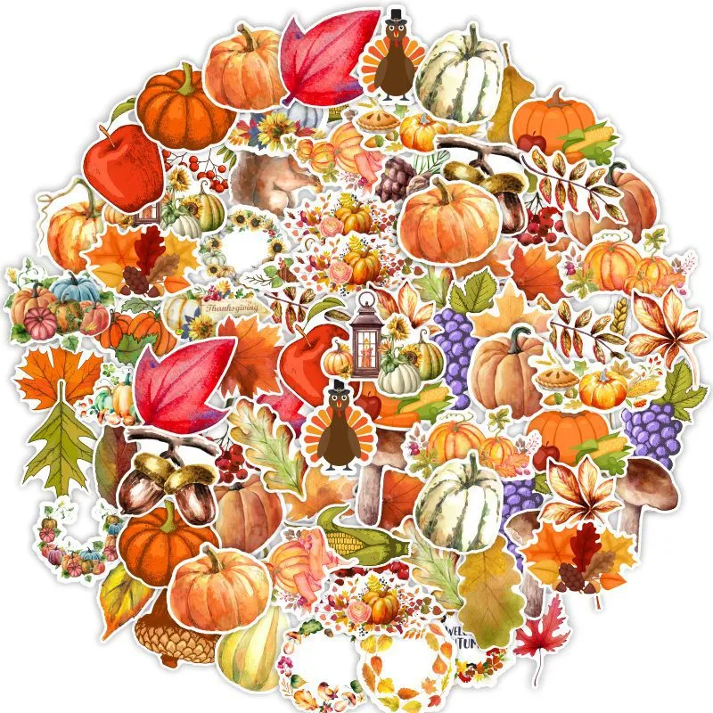 50 Sheets Pumpkin Decal Book Pumpkin Sticker Wall Sticker Halloween Party Prop