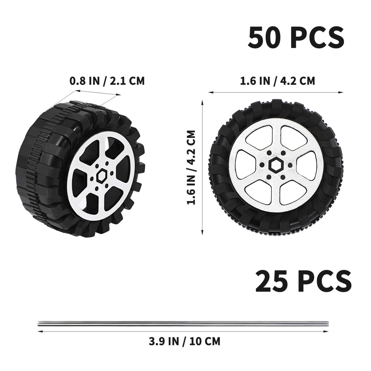 1 Set Toy Car Wheels Axles Plastic Wheels Toys Shaft Round Rod Axles Car Model DIY Wheels and Axles