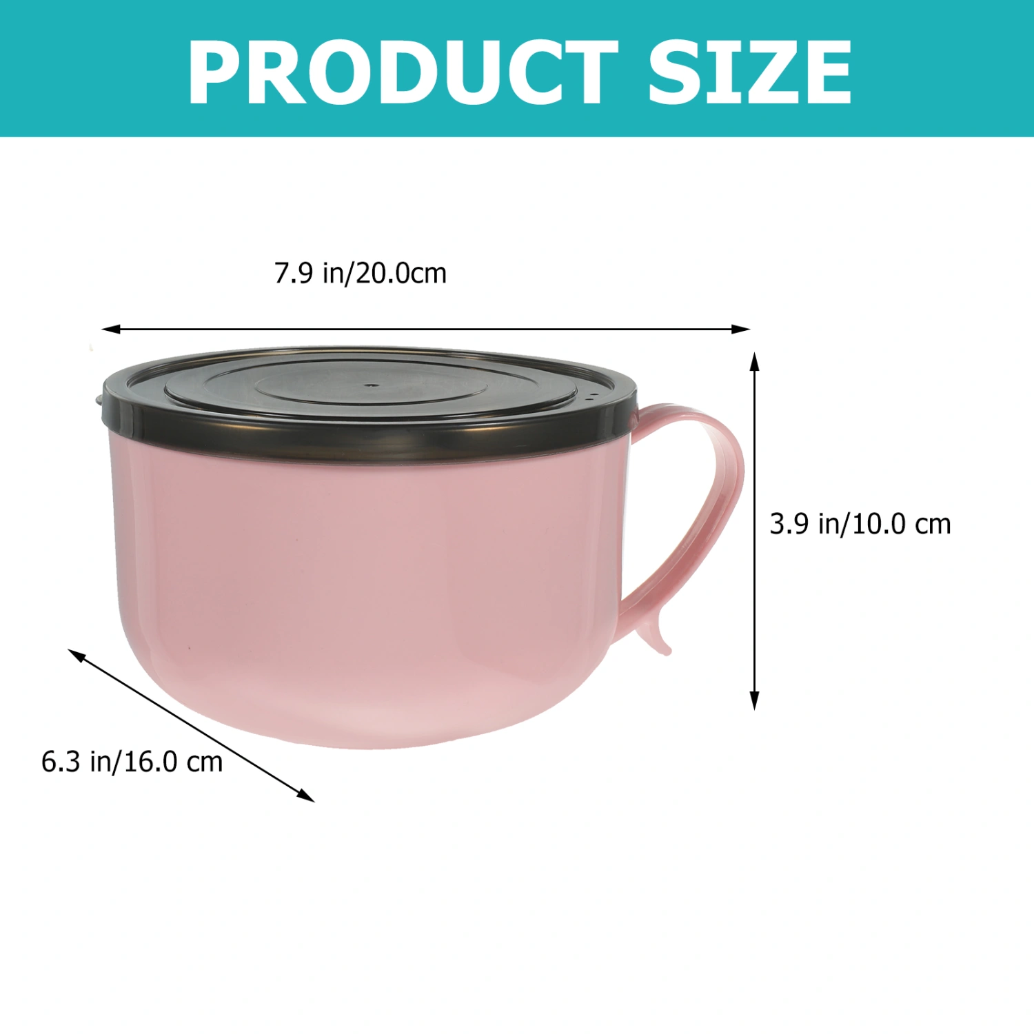 1pc Stainless Steel Noodles Bowl with Lid Tableware Rice Food Bowl for Home (Large Size Pink)