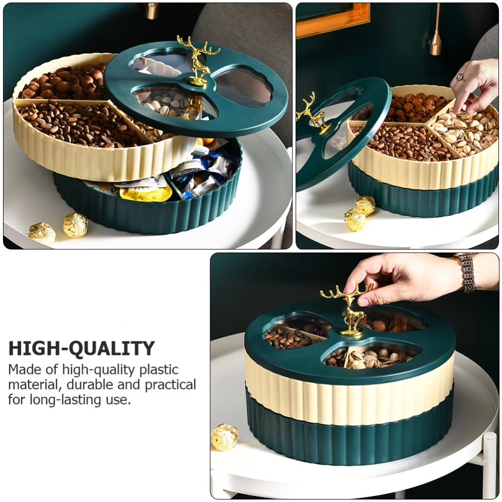 Creative Rotating Candy Box Double Layer Snack Dry Fruits Nuts Storage Tray