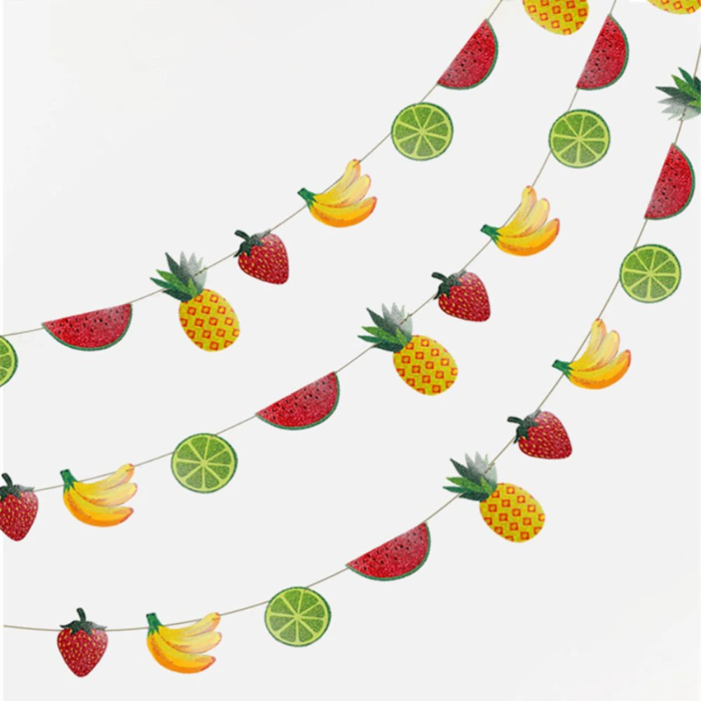 Lovely Glitter Summer Fruits Theme Party Banner Flags Baby Shower Birthdays Party Supplies Decorations