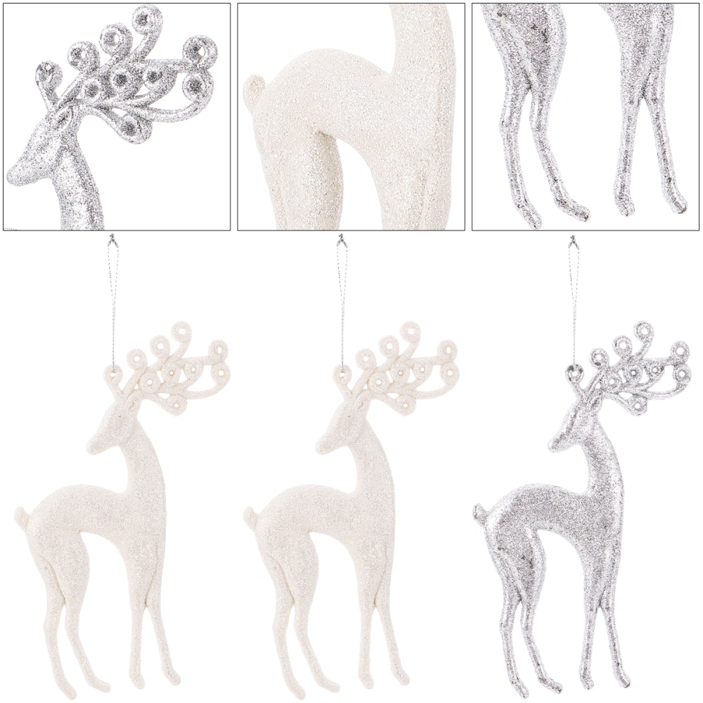 3Pcs Decorative Tree Accessories Plastic Deer Pendants Fashion Hangings Decor