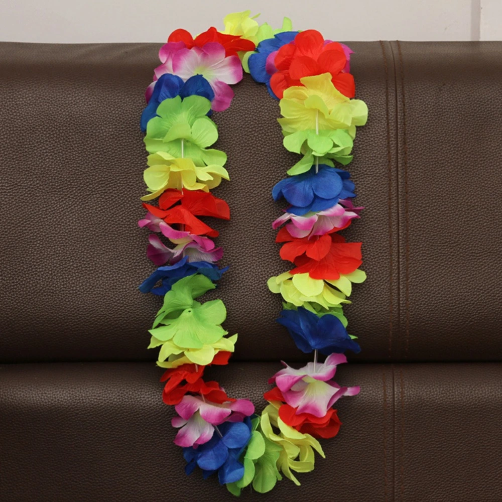 12pcs Colorful Hawaiian Leis Necklace Flower Garland Tropical Luau Party Favors Beach Hula Costume Accessory(Monochrome)