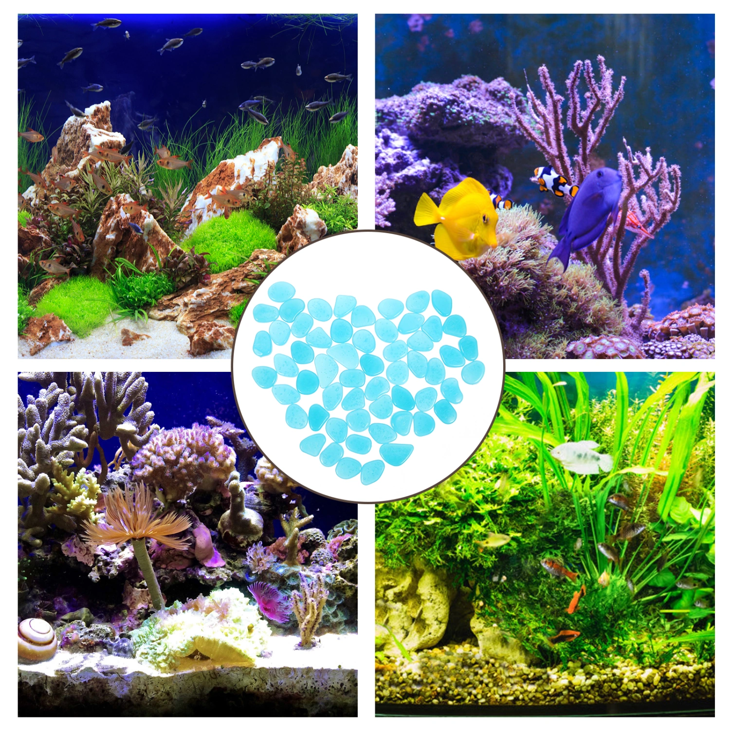 100Pcs Fish Tank Glowing Stone Noctilucent Rocks Luminous Aquarium Rocks Aquarium Rocks Decors