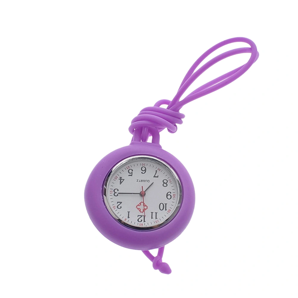 1PC Nurse Round Watch Medical Watch Silicone Nurse Pocket Hanging Watch Gift Watch (Purple)