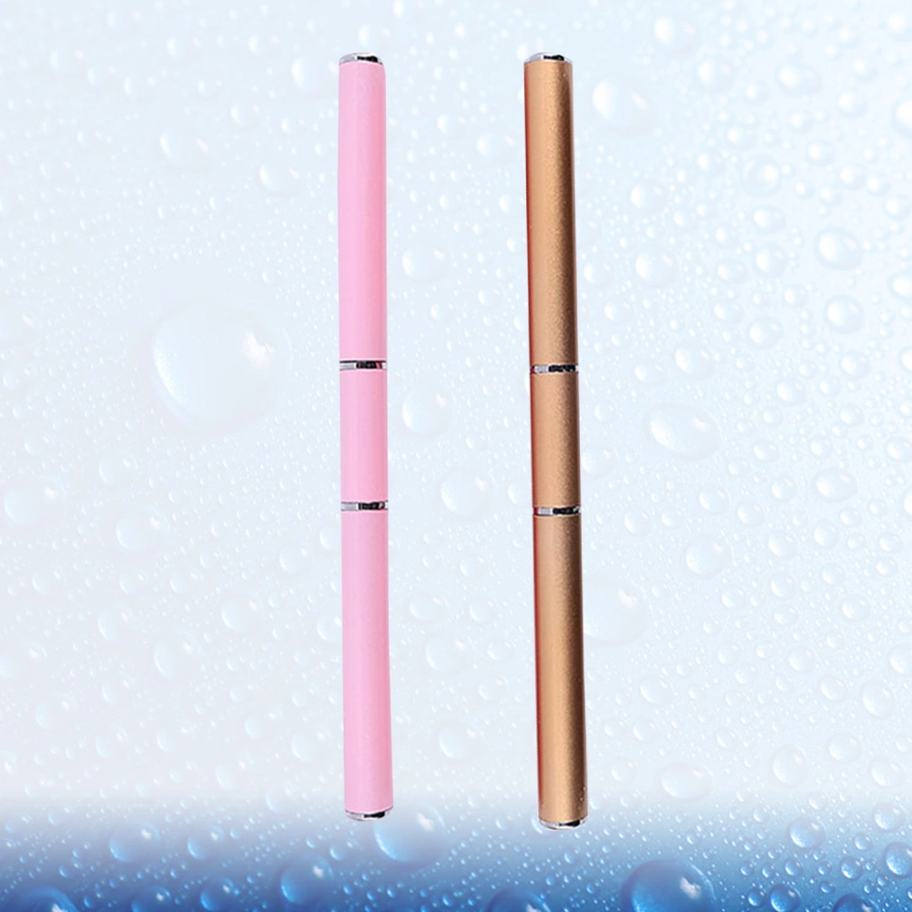 1 Bag/2pcs Double Head Light Therapy Pen Nail Glue Pen Multi Function Manicure Glue Pen Dual Purpose Glue Brush Manicure Tool (Golden, Pink)