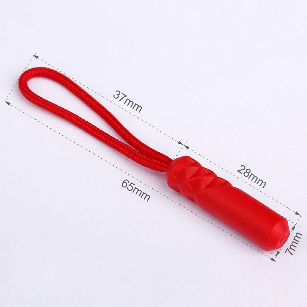 20PCS Cylinder Head Zipper Puller Clothing Plastic Zipper Head Compact Zipper Pulling Rope Luggage Bag Zipper Head Tail Rope for Bag Clothing Use (Red)