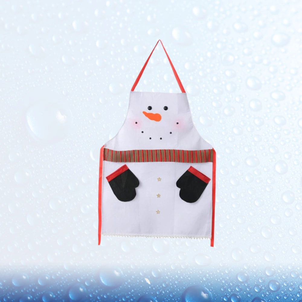 Non-Woven Cooking Apron Half Body Apron Christmas Snowman Pattern Housework Apron Party Supplies