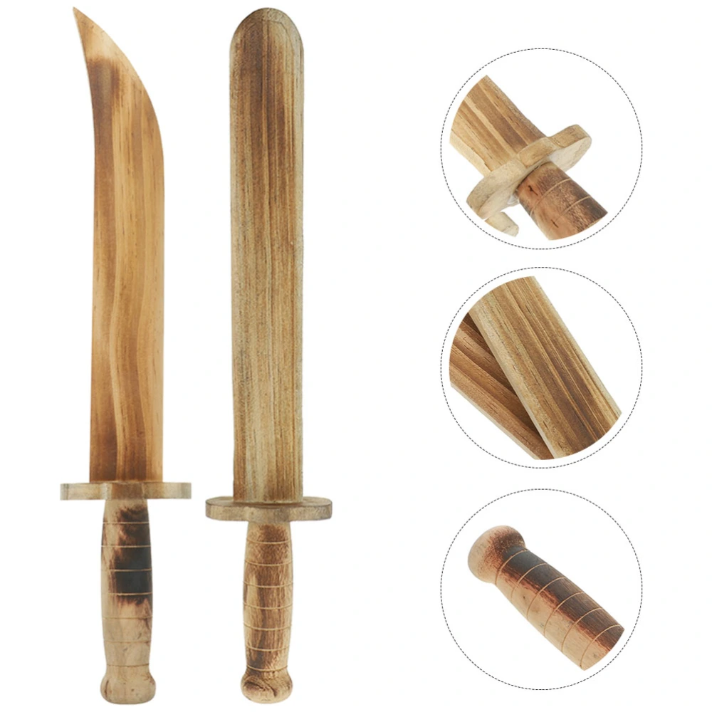 2pcs  Outdoor Wooden Toy Wooden Sword Knife Smooth Surface Wooden Sword Knife Props